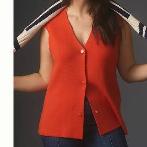 Anthropologie The Willa Oversized Sweater Vest Preppy Career Academia